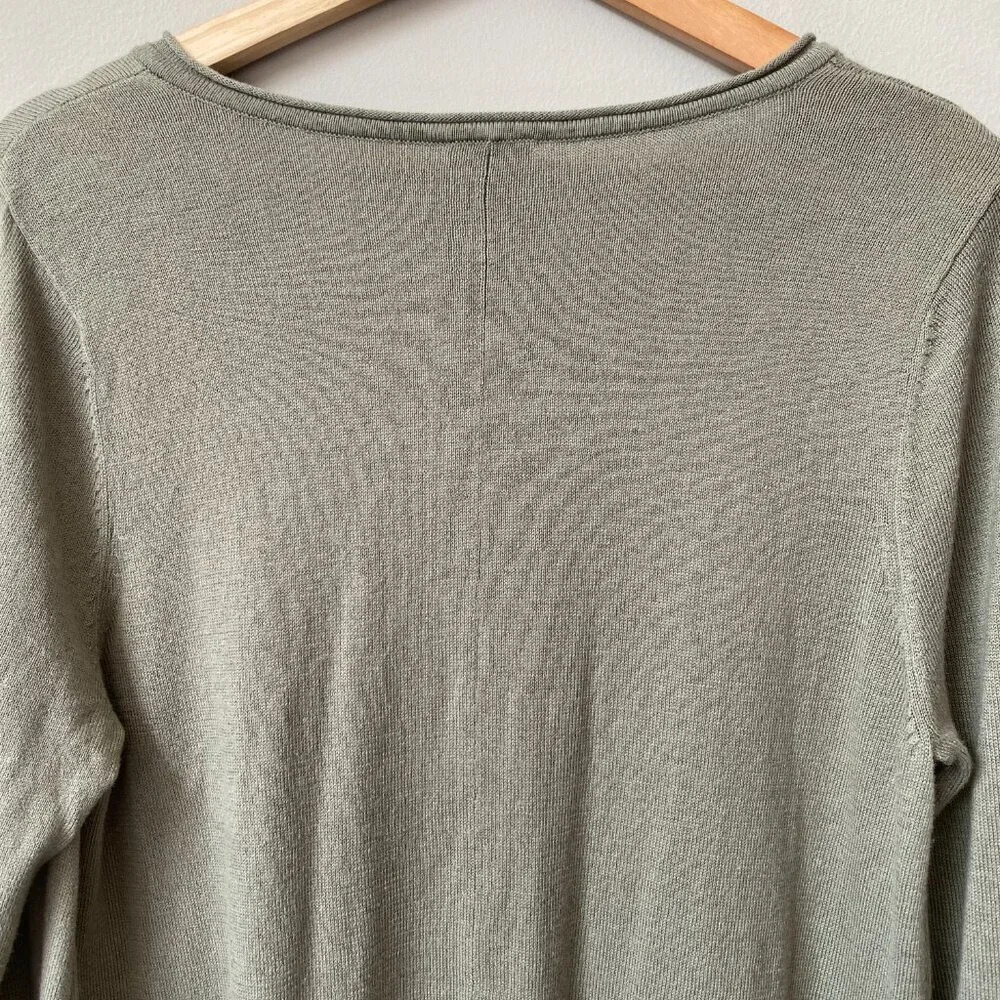 Chico's Womens Size 1 V-Neck Long Sleeve Silk Knit Pullover Casual Sweater Green - Picture 13 of 15